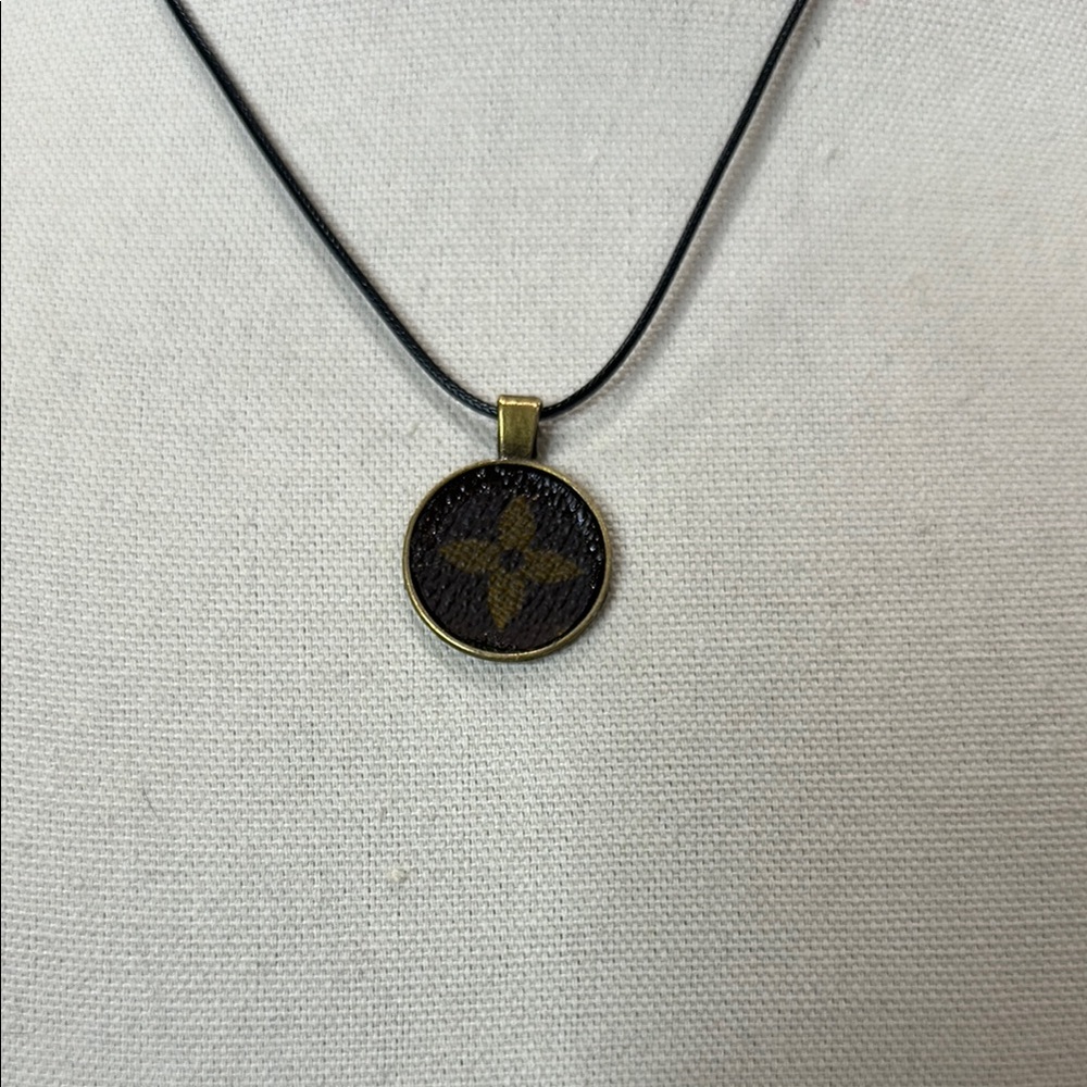 Necklace with upcycled Louis Vuitton monogram charm